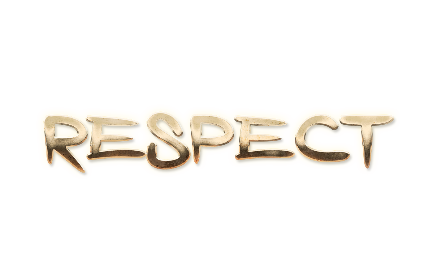 WORD RESPECT gold text effects art typography PNG images free